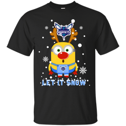 Minion Charlotte Hornets Ugly Christmas Sweaters Let It Snow Cotton T-Shirt - The White Eagles