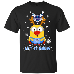 Minion Charlotte Hornets Ugly Christmas Sweaters Let It Snow Cotton T-Shirt - The White Eagles