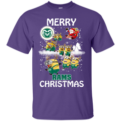 Colorado State Rams Ugly Christmas Sweaters Minions Santa Claus Merry Christmas Cotton T-Shirt - The White Eagles