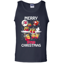 Utah Utes Ugly Christmas Sweaters Minions Santa Claus Merry Christmas Tank Top - The White Eagles