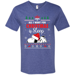 All I Want For Christmas Is Sleep Snoopy The Peanuts Movie Men's V-Neck T-Shirt - The White Eagles