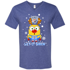 Minion Oklahoma City Thunder Ugly Christmas Sweaters Let It Snow Men's V-Neck T-Shirt - The White Eagles