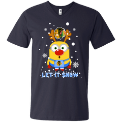 Minion Chicago Blackhawks Ugly Christmas Sweaters Let It Snow Men's V-Neck T-Shirt - The White Eagles