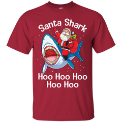 Santa Shark Hoo Hoo Hoo Hoo Hoo Christmas Ugly Christmas Sweater Cotton T-Shirt - The White Eagles