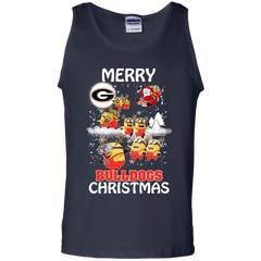 Georgia Bulldogs Ugly Christmas Sweaters Minions Santa Claus Merry Christmas Tank Top - The White Eagles