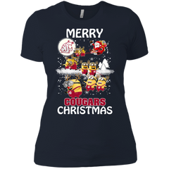 Washington State Cougars Ugly Christmas Sweaters Minions Santa Claus Merry Christmas Ladies' Shirt - The White Eagles
