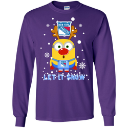 Minion New York Rangers Ugly Christmas Sweaters Let It Snow LS Cotton T-Shirt - The White Eagles