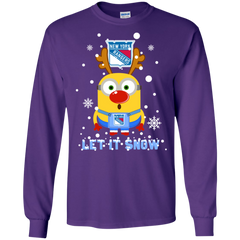 Minion New York Rangers Ugly Christmas Sweaters Let It Snow LS Cotton T-Shirt - The White Eagles