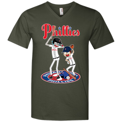 Philadelphia Phillies Baseball Rick And Morty Men's V-Neck T-Shirt - The White Eagles