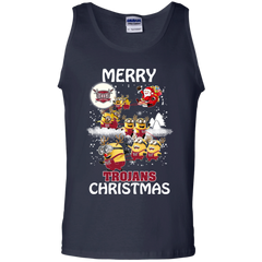 Troy Trojans Ugly Christmas Sweaters Minions Santa Claus Merry Christmas Tank Top - The White Eagles