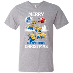Georgia State Panthers Ugly Christmas Sweaters Minions Santa Claus Merry Christmas Men's V-Neck T-Shirt - The White Eagles