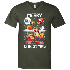 Fresno State Bulldogs Ugly Christmas Sweaters Minions Santa Claus Merry Christmas Men's V-Neck T-Shirt - The White Eagles
