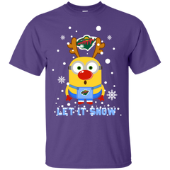 Minion Minnesota Wild Ugly Christmas Sweaters Let It Snow Cotton T-Shirt - The White Eagles