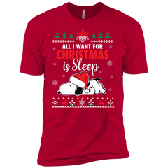 All I Want For Christmas Is Sleep Snoopy The Peanuts Movie Men's Sleeve Shirt - The White Eagles