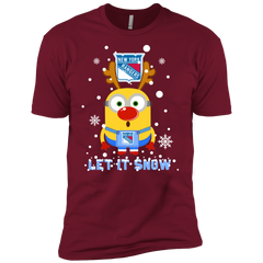 Minion New York Rangers Ugly Christmas Sweaters Let It Snow Men's Sleeve Shirt - The White Eagles