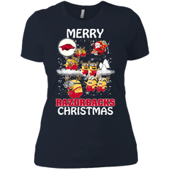 Arkansas Razorback T Shirts Minions Santa Claus Merry Christmas Ladies' Shirt - The White Eagles