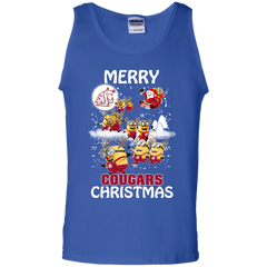 Washington State Cougars Ugly Christmas Sweaters Minions Santa Claus Merry Christmas Tank Top - The White Eagles
