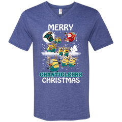 Coastal Carolina Chanticleers Ugly Christmas Sweaters Minions Santa Claus Merry Christmas Men's V-Neck T-Shirt - The White Eagles