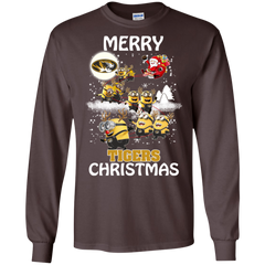 Missouri Tigers Ugly Christmas Sweaters Minions Santa Claus Merry Christmas LS Cotton T-Shirt - The White Eagles