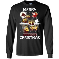 Texas State Bobcats Ugly Christmas Sweaters Minions Santa Claus Merry Christmas LS Cotton T-Shirt - The White Eagles