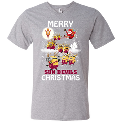 Arizona State Sun Devils T Shirts Minions Santa Claus Merry Christmas Men's V-Neck T-Shirt - The White Eagles