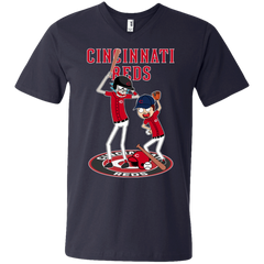 Cincinnati Reds Baseball Rick And Morty Men's V-Neck T-Shirt - The White Eagles