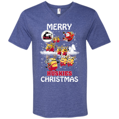 Northern Lllinois Huskies Ugly Christmas Sweaters Minions Santa Claus Merry Christmas Men's V-Neck T-Shirt - The White Eagles