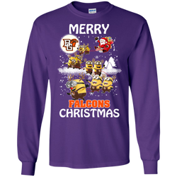 Bowling Green Falcons Ugly Christmas Sweaters Minions Santa Claus Merry Christmas LS Cotton T-Shirt - The White Eagles