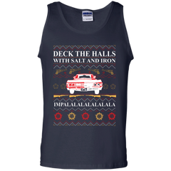 Deck The Halls With Salt And Iron Ugly Christmas Sweater Tank Top - The White Eagles