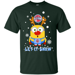 Minion Detroit Pistons Ugly Christmas Sweaters Let It Snow Cotton T-Shirt - The White Eagles