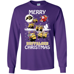 Colorado Buffaloes Ugly Christmas Sweaters Minions Santa Claus Merry Christmas LS Cotton T-Shirt - The White Eagles