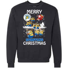 San Jose State Spartans Ugly Christmas Sweaters Minions Santa Claus Merry Christmas Sweatshirt - The White Eagles