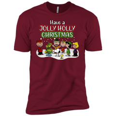 Have A Jolly Holly Christmas The Peanuts Movie Snoopy Charlie Brown Woodstock Men's Sleeve Shirt - The White Eagles