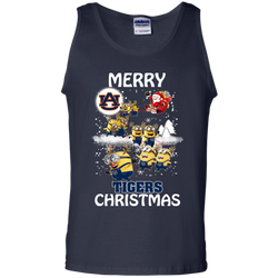 Auburn Tigers T Shirts Minions Santa Claus Merry Christmas Tank Top - The White Eagles