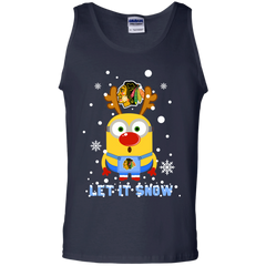 Minion Chicago Blackhawks Ugly Christmas Sweaters Let It Snow Tank Top - The White Eagles
