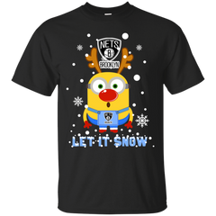 Minion Brooklyn Nets Ugly Christmas Sweaters Let It Snow Cotton T-Shirt - The White Eagles