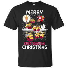Arizona State Sun Devils T Shirts Minions Santa Claus Merry Christmas Cotton T-Shirt - The White Eagles