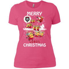 New Mexico Lobos Ugly Christmas Sweaters Minions Santa Claus Merry Christmas Ladies' Shirt - The White Eagles