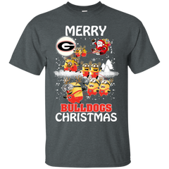 Georgia Bulldogs Ugly Christmas Sweaters Minions Santa Claus Merry Christmas Cotton T-Shirt - The White Eagles