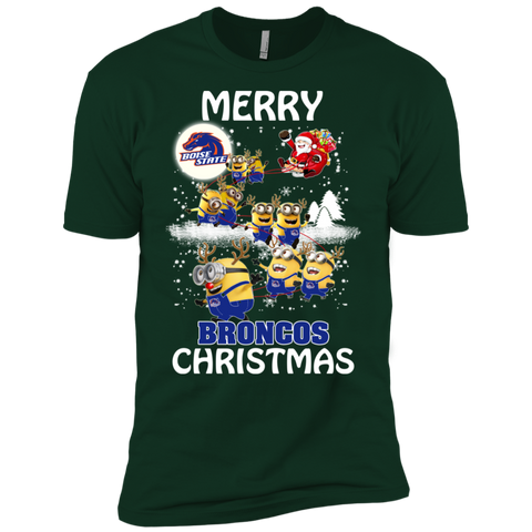 Boise State Broncos Ugly Christmas Sweaters Minions Santa Claus Merry Christmas Men's Sleeve Shirt - The White Eagles