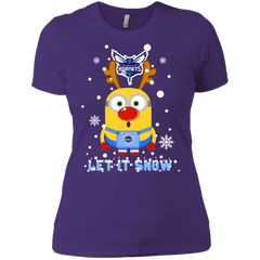 Minion Charlotte Hornets Ugly Christmas Sweaters Let It Snow Ladies' Shirt - The White Eagles