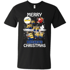 Toledo Rockets Ugly Christmas Sweaters Minions Santa Claus Merry Christmas Men's V-Neck T-Shirt - The White Eagles