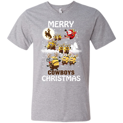 Wyoming Cowboys Ugly Christmas Sweaters Minions Santa Claus Merry Christmas Men's V-Neck T-Shirt - The White Eagles