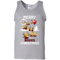 Texas A_amp_m Aggies Ugly Christmas Sweaters Minions Santa Claus Merry Christmas Tank Top - The White Eagles