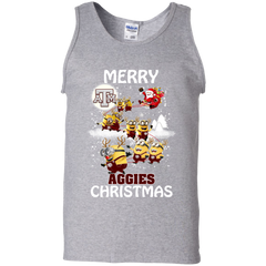 Texas A_amp_m Aggies Ugly Christmas Sweaters Minions Santa Claus Merry Christmas Tank Top - The White Eagles