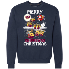 Central Michigan Chippewas Ugly Christmas Sweaters Minions Santa Claus Merry Christmas Sweatshirt - The White Eagles