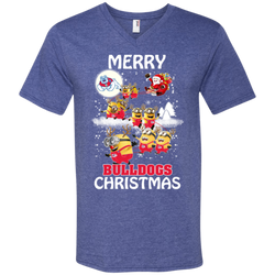 Fresno State Bulldogs Ugly Christmas Sweaters Minions Santa Claus Merry Christmas Men's V-Neck T-Shirt - The White Eagles
