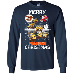Bowling Green Falcons Ugly Christmas Sweaters Minions Santa Claus Merry Christmas LS Cotton T-Shirt - The White Eagles