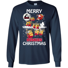 Northern Lllinois Huskies Ugly Christmas Sweaters Minions Santa Claus Merry Christmas LS Cotton T-Shirt - The White Eagles