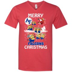 Air Force Falcons Ugly Christmas Sweaters Minions Santa Claus Merry Christmas Hoodies Sweatshirts Men's V-Neck T-Shirt - The White Eagles